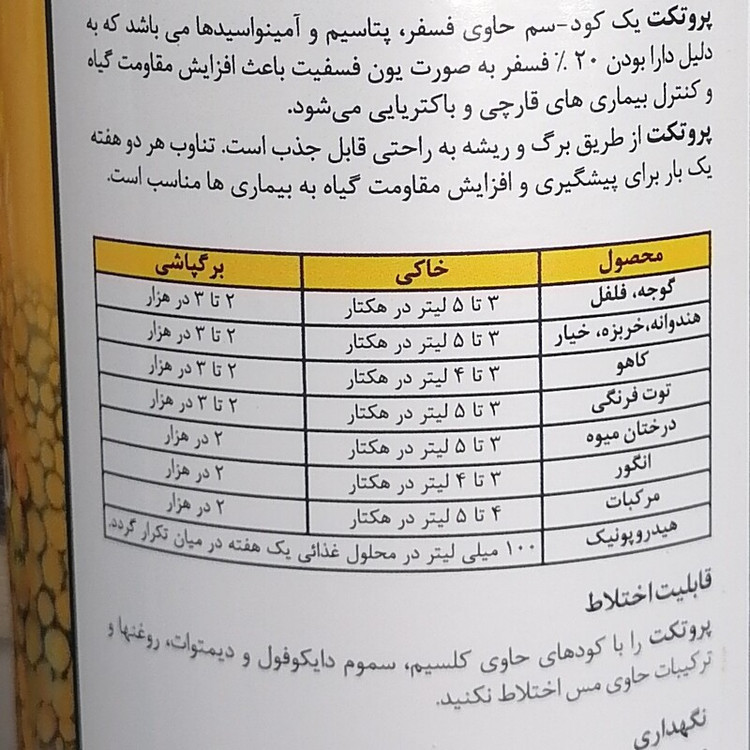 کود کشاورزی فسفیت پتاسیم پروتکت PROTECT REDSA ردسا اسپانیا افزایش مقاومت گیاه به بیماریهای قارچی، یک لیتری