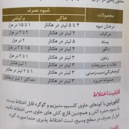 کود سم کشاورزی آلکورنین ALCORNIN ترکیب فسفیت پتاسیم همراه با مس به صورت سیستمیک و خاصیت قارچ کشی دارد، یک لیتری ، اسپانیا